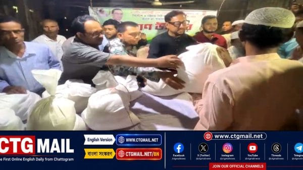 Mayor Shahadat Hossain distributes relief and announces Tk 50,000 grant for Bangla Bazar Hefzkhana and Orphanage in Banshkhali.