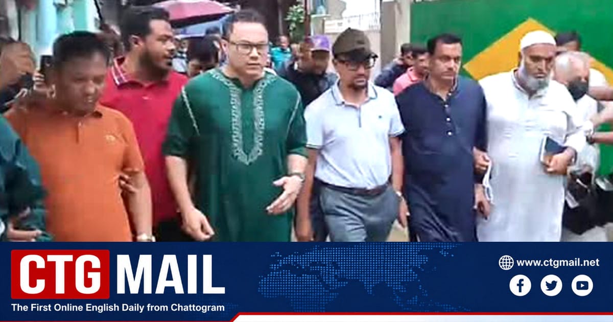 Mayor Dr Shahadat Hossain and MP Sayeed Al Noman inspecting Rahman Nagar Wall Collapse site in Chattogram